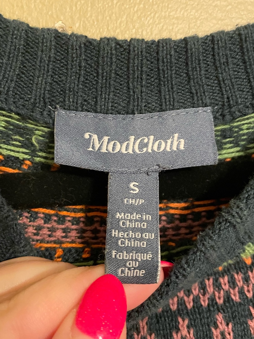 Modcloth Ghost Fair Isle Sweater you’ve been ghosted small cotton - Picture 2 of 4